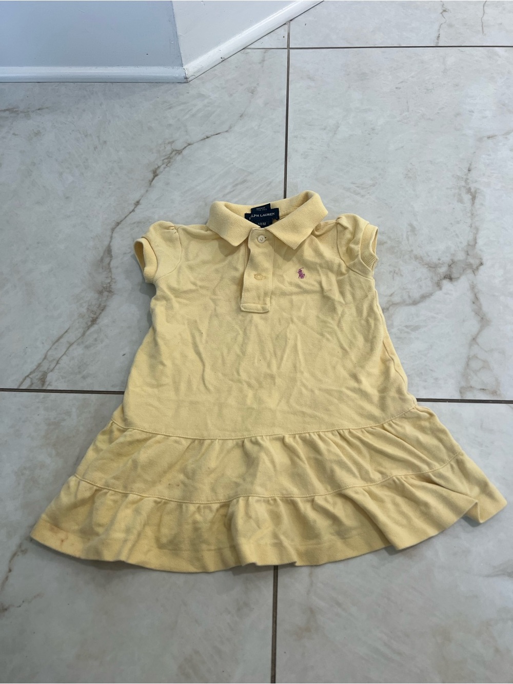 Ralph Lauren Yellow Cotton Polo Dress Size 18 Months